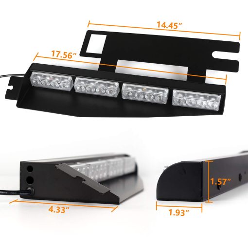 ASPL 32LED Luces de Visera 26 Patrones de Destello Luces de Emergencia para Parabrisas Advertencia Estroboscopica de Peligro Montaje Dividido Lampara de Tablero con Soporte Extendido (ambar) - Imagen 5
