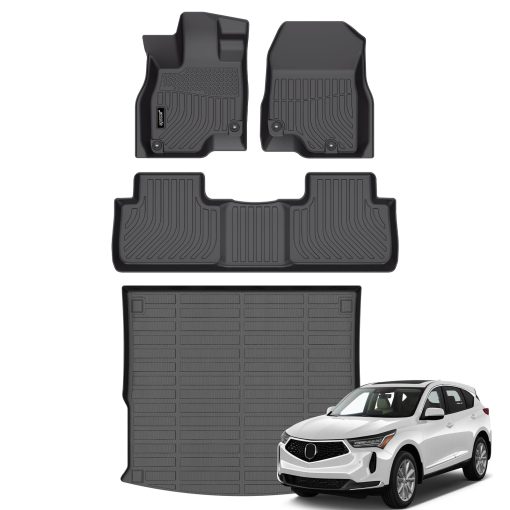Tapetes para Automovil y Forro de Maletero Jenofa para Acura RDX 2019-2024 Juego de Tapetes para Todos los Climas Personalizado para RDX Set Completo Protectores de Pisos Impermeables Duraderos Accesorios para Acura RDX Negro