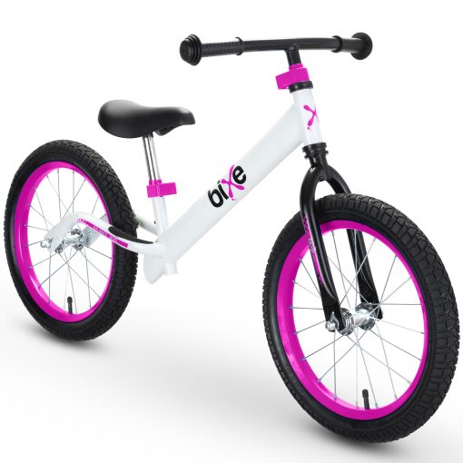Bicicleta de Equilibrio Bixe - 16" (40.6 cm) Bicicletas de Entrenamiento para Ninos Grandes - Bicicleta de Equilibrio para Ninos Disenada para Edades de 4 a 9 - Bicicleta sin Pedales para Ninos o Ninas - Rosa