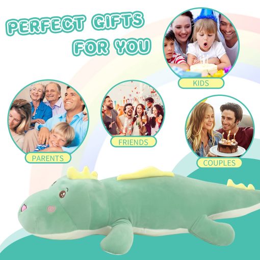 Peluche de dinosaurio gigante de 40 pulgadas, almohada suave de cuerpo de dinosaurio, juguetes de peluche lindos de 3.3 pies de altura, regalos para ninas ninos en Halloween, Navidad, Accion de Gracias, Cumpleanos - Imagen 5