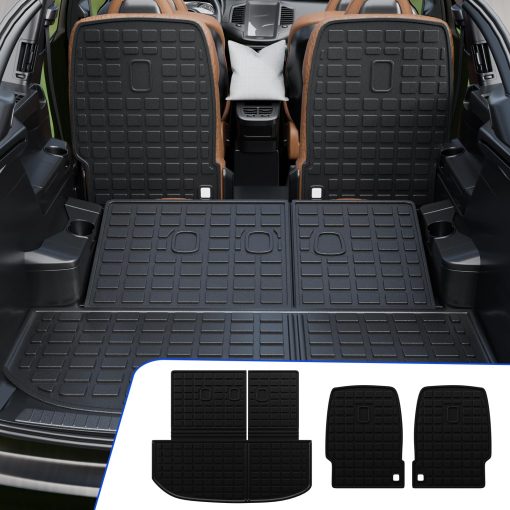 Cubierta de carga Rongtaod Compatible con Hyundai Palisade 2020-2024 Protector de maletero para la 2da y 3ra fila de asientos Accesorios Palisade 2023 (Protector de respaldo de la 2da fila + Tapetes de maletero con Protector de respaldo)