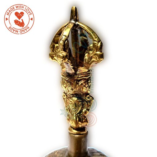 Campana de Mano Solida y Resistente Vintage con Bolsa, Budista Tibetana para Meditacion, para Oracion, para Cena, Dulce Campana Melodica de Boda, Llamada de Servicio, Campana Escolar, 5 pulgadas de Alto - Imagen 4