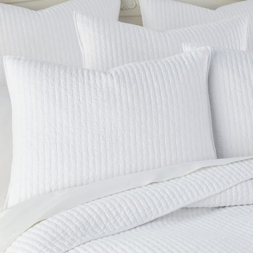 Levtex Home - Juego de Colcha Blanco Brillante de Punto de Cruz - 100% Algodon - Colcha King/Cal King (106x92in.) + 2 Fundas de Almohada King (36x20in.) - Reversible - Tela de Algodon - Imagen 3