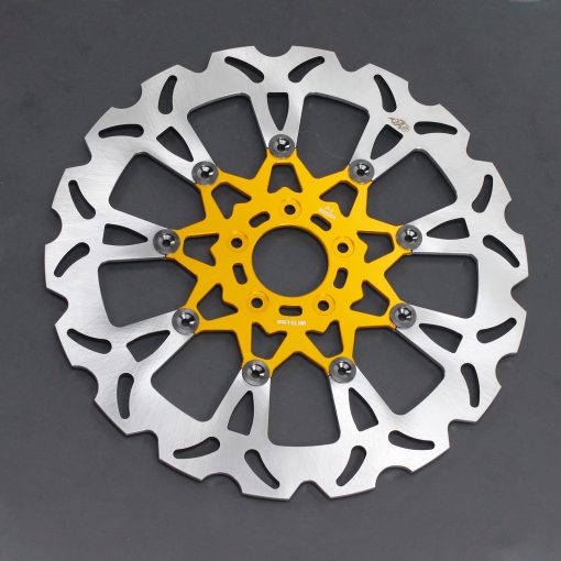 POWERJAMES 9 Spokes 14.0" Front Floating Orange Gold Brake Rotors para Harley Softail Dyna Sportster (Inner Orange) - Imagen 7