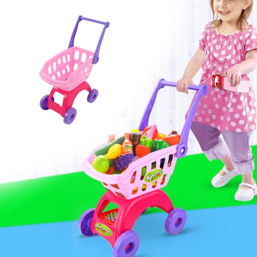 Carrito de Compras de Juguete para Ninos, Burr Multiproposito Divertido Carrito de Compras para Ninos a Prueba de Caidas (Rosa) - Imagen 2
