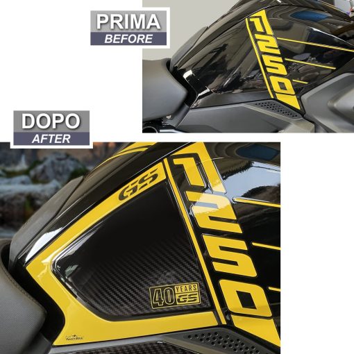 Pegatinas de moto 3D de resina compatibles con Bmw R 1250 GS Edition 40th 2021. Protecciones para rodillas laterales contra impactos y aranazos. Par de pegatinas de resina - Hechas en Italia - Imagen 3