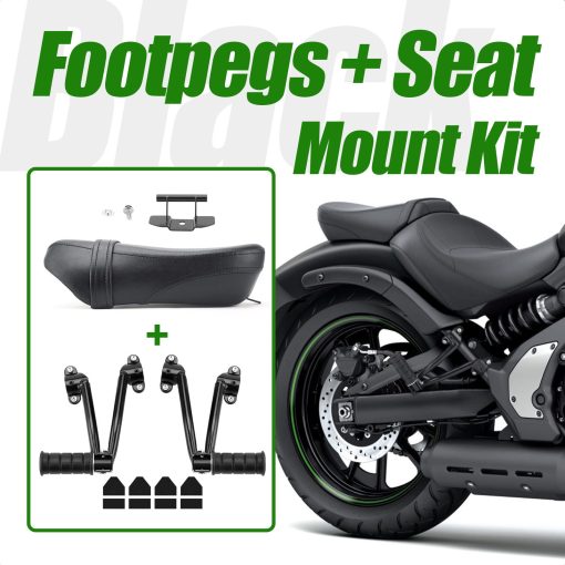 Asiento Trasero del Pasajero y Juego de Reposapies para Motocicleta Compatible con Kawasaki Vulcan Backrest S 650 EN650 VN650 2015-2022 - Imagen 2