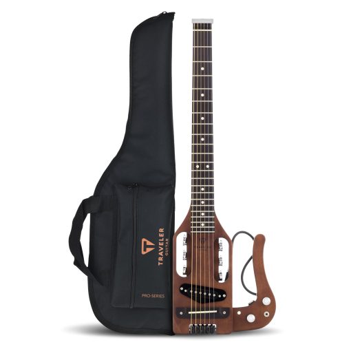 Guitarra Acustica Electrica Traveler Guitar Pro-Series Antique Brown | Guitarra Electrica Portatil de Escala Completa de 24.75" | Guitarra de Viaje con Jack de Salida | Guitarra sin Cabeza con Gig Bag Personalizado
