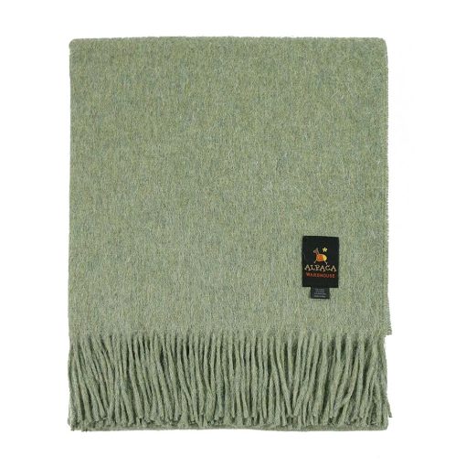 Manta de Lana de Alpaca Superfina - Mantas de Lana de Alpaca Merino Liviana para Usar en Interiores o Exteriores | Suave Manta de Lana de Alpaca Peruana Manta de Lana Solida 72" x 60" (Verde Hoja) - Imagen 2