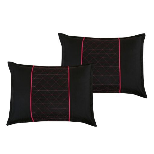 Set de Edredon de 9 Piezas ESCA Negro Rosa, Juego de Sabanas, Ropa de Cama - Tamaño Cal King - Imagen 3