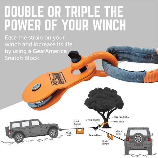 Kit Completo de Recuperacion Todo Terreno GearAmerica 9 Toneladas | Correa de Remolque + Protector de arbol + Polea de Bloqueo Resistente + Grilletes en D + Bolsa Amortiguadora de Linea de Malacate + Guantes | Accesorios Definitivos para el Rescate 4x4 - Imagen 4
