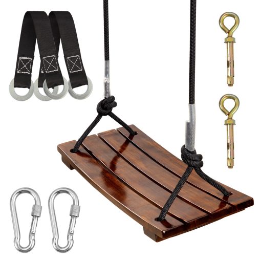 Columpio de madera anticorrosiva PELLOR, Asiento de columpio de madera resistente al agua para interiores y exteriores para ninos y adultos 17.7x7.9x0.6 pulgadas