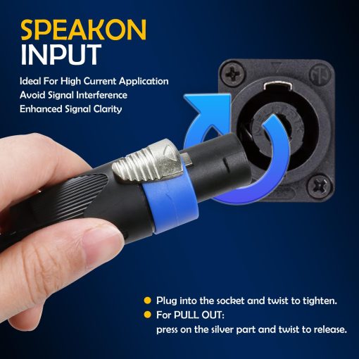 Paquete de 2 cables Speakon a 1/4" TS de 10 pies - 2 unidades 10FT Speak-On Macho a 1/4 de pulgada (6.35mm) para Altavoz, Bocina, Mezcladora - Cable de Cobre Blindado Calibre 16 HBU - Imagen 5
