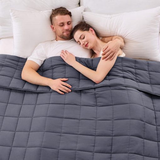 Manta ponderada Yescool para adultos (20 lbs, 88? x 104?, Gris) Manta pesada refrigerante para dormir perfecta para 190-210 lbs, Tamano Queen, Manta transpirable con cuentas de vidrio premium, Lavable a maquina