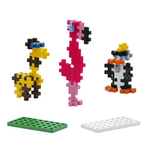 PLUS PLUS Big - Zoo Playset Bundle - 15 pc Penguin, Flamingo, Giraffe Tube & Baseplate Duo - Juguete de construccion STEM/STEAM, Bloques de rompecabezas grandes para ninos pequenos y preescolares - Imagen 2