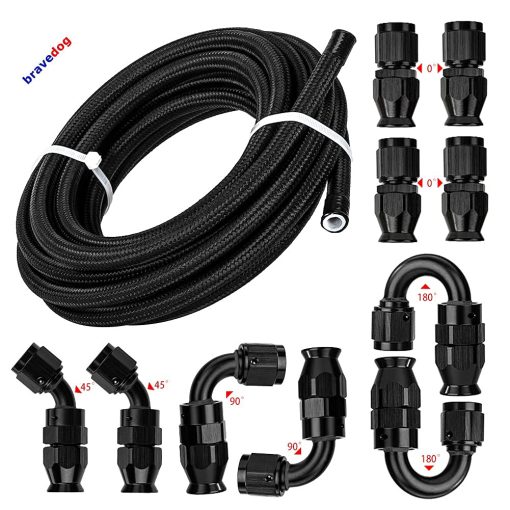 Kit de Manguera de Combustible Universal de Acero Inoxidable Trenzado de PTFE E85 de 16FT 8AN 1/2" de bravedog (Kit de Accesorios Negro) - Imagen 4