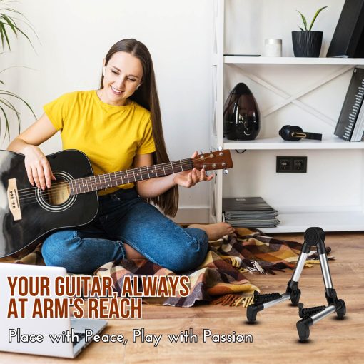 Soporte para Guitarra Plegable Ajustable de Marco en A para Guitarra Acustica Electrica Clasica y Bajo, Violin, Ukulele, Banjo, Mandolina Portatil y Ligero Flexzion - Imagen 9