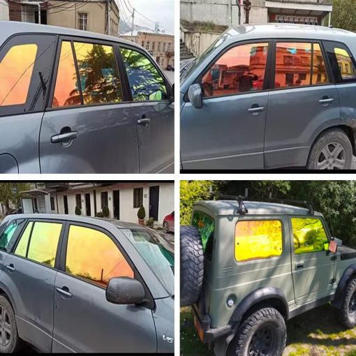 Pelicula de proteccion solar para ventanas de coche XhuangTech, Color Camaleon Dorado Verde, Pelicula de tintado solar para ventanas de coche, 76% VLT (54.33 pulgadas x 59.05 pulgadas) - Imagen 4