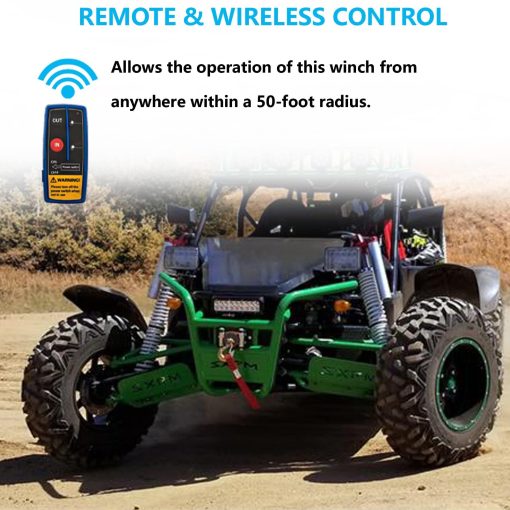 CXRCY 12V 4000 lbs Kits de Winche Electrico con Cuerda de Acero de 3/16"(4.7mm) de Diametro x 32.8'(10m) de Longitud para ATV/UTV para Remolcar Off Road con Control Remoto Inalambrico y Soporte de Montaje - Imagen 4