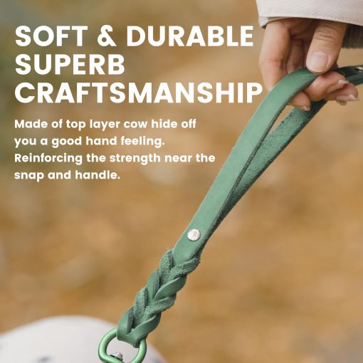 Correa de cuero para perros de 6 pies Super Ligera de Grado Militar Resistente para Perros Grandes, Medianos y Pequenos Entrenamiento y Paseo (Verde, 3/5in) - Imagen 5