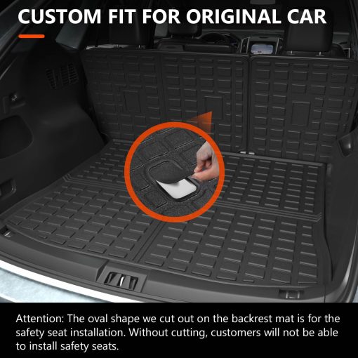 Tapete de maletero powoq compatible con Ford Edge 2015-2024 Protector de respaldo del asiento de maletero Protector de respaldo del asiento de TPE (solo para 5 asientos) Accesorios de repuesto para Ford Edge 2015-2024 (Tapete de maletero + Protector de respaldo) - Imagen 2