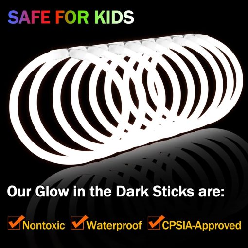 YOFOBU 500 PCS Pulseras y Collares de Palitos Luminosos Blancos 8" con Conectores para Fiestas Glow in The Dark Suministros para Fiestas Neon Fiesta Luminosa para Halloween Navidad Dia de San Valentin Boda - Imagen 6