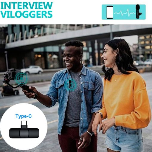 Microfono Inalambrico de Solapa AKARMOVO para Telefonos Android con Conector Tipo C, Microfono de Pinza con 2 Microfonos para Puerto USB-C, Reduccion de Ruido de Sincronizacion Automatica para Grabacion de Video, Entrevistas, Vlogs - Imagen 6