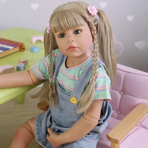 Muneca Realista de Muneca Renacida de Nina con Cabello Largo Rubio de 39 Pulgadas de Altura de Cuerpo Completo de Vinilo con Articulaciones de Bolas - Imagen 4