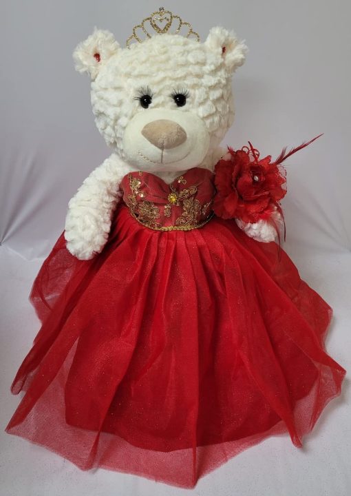 Osos de Peluche de 20" Quince Anos Quinceanera desde 1997 KINNEX Collections con Vestido (Centro de Mesa) B16631-14G (Rojo-Dorado) - Imagen 9