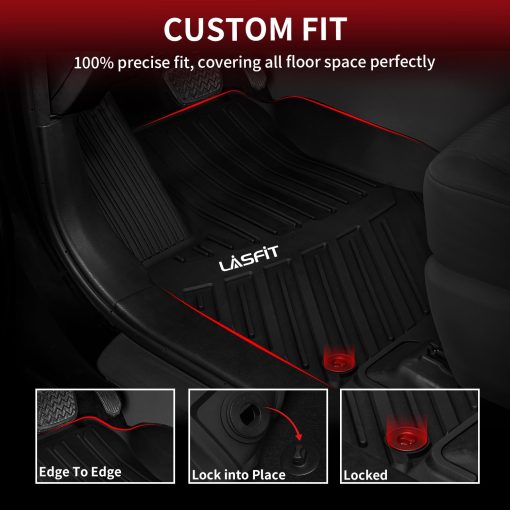 Tapetes para piso LASFIT para Toyota Highlander 2014-2019 (No valido para hibridos) Alfombrillas a medida para piso TPE delanteras y traseras para 2 filas de asientos, Negro - Imagen 2