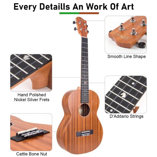 Ukelele Baritono, Instrumento Musical Profesional de 30 Pulgadas para Adultos Horse Uke Kit para Principiantes con Bolsa de Transporte Correa Cuerdas OEM Guitarra Hawaiana Ukalalee Yukalalee Ukalele Yukelele - Imagen 5
