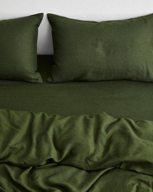 Sabana Ajustable de Lino Bed Threads - 100% Lino Frances - 170 GSM - Lujo y Eco-Amigable - Transpirable, Duradero y Suave - Sabana Ajustable Individual - Lavable a Maquina - Twin XL - Oliva - Imagen 5
