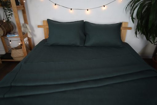 Juego de sabanas y fundas de almohada de lino WHOLEWOOLS - Juego de sabanas de lino natural - 4 piezas transpirables, ultra suaves (Sabana bajera, Sabana y 2 protectores de almohada) (Twin, Jungle) - Imagen 2