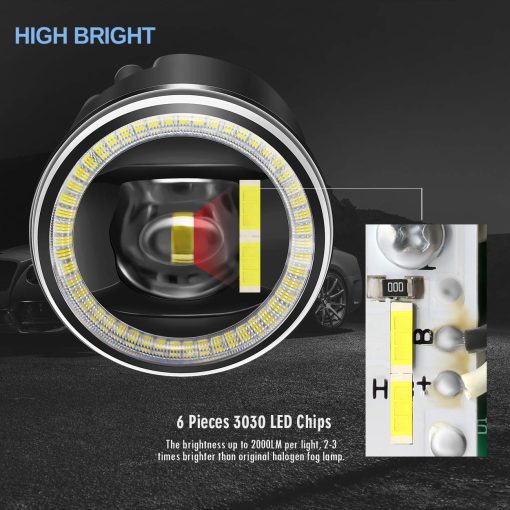 Luz de Niebla 2en1 con Ojo de angel, Lampara LED Mejorada con Anillo Halo DRL para Nissan 2011-2013 Rogue, 2007-2011 Versa, 2009-2014 Murano Z51, 2011-2014 Juke, 2009-2014 Cube Z12, 2010-2013 Infiniti G37 - Imagen 5