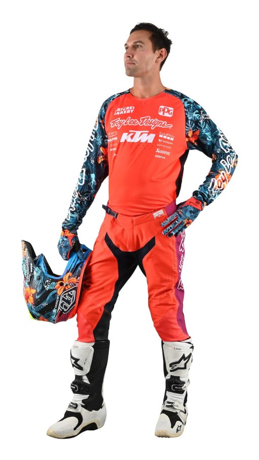 Pantalones Troy Lee Designs Limited Edition | Offroad | Motocross | SE Pro Cosmic Jungle (Naranja/Azul Marino, 28) - Imagen 2