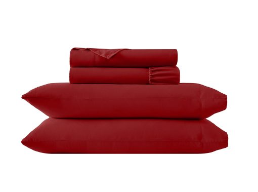 Juego de Sabanas de Lujo para Hotel de U.S. Polo Assn. de 4 Piezas Extra Suaves con Bolsillos Profundos Facil Ajuste Transpirables y Refrescantes Sin Arrugas - Rojo, King
