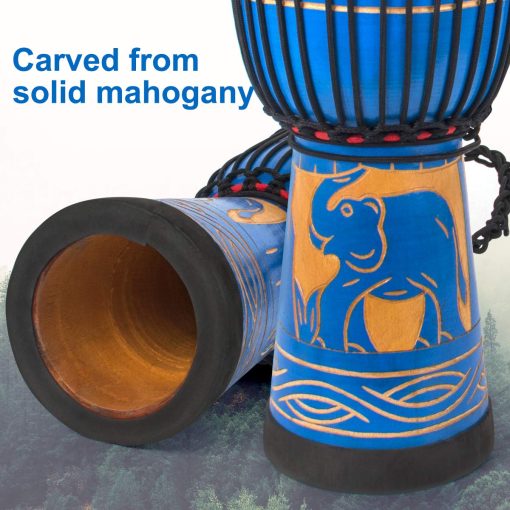 Tambor Djembe Africano lotmusic, 9.5'' Tambor de Congo de Caoba Tallado, Tambor Profesional Bongo con Parche de Cabra - Imagen 3
