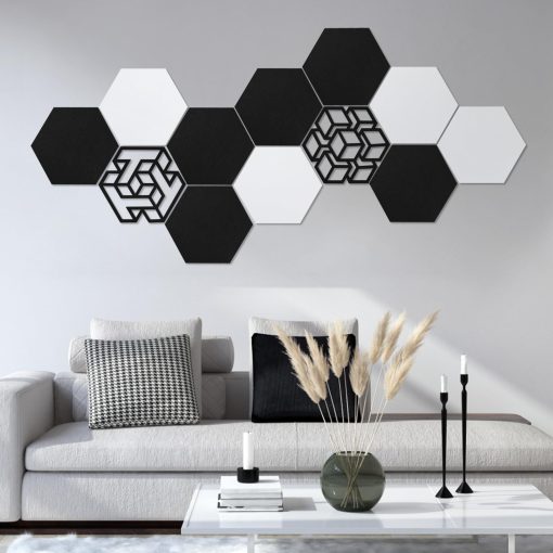 12 Pack Paneles Acusticos Autoadhesivos, Paneles de Sonido en Forma de Hexagono de 14 X 12 X 0.4 Pulgadas, Paneles Decorativos Absorbentes de Sonido, Paneles de Alta Densidad Ignifugos para Estudio Oficina,Hogar - Imagen 2