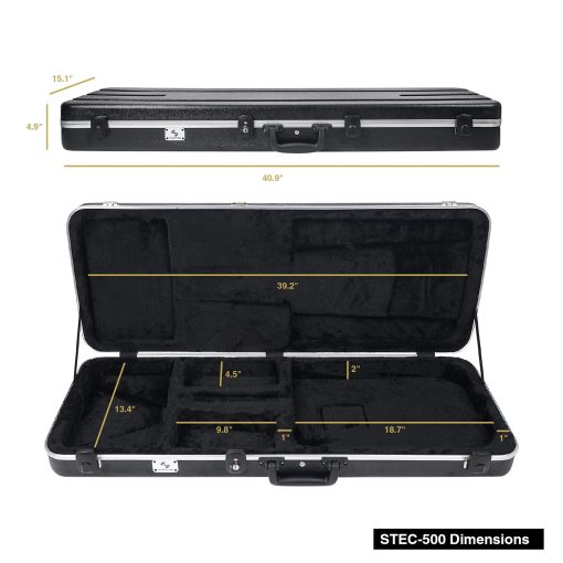 Estuche ligero de carretera Sound Town de ABS para guitarra electrica con cerradura TSA aprobada y interior de espuma EPS acolchada (STEC-500) - Imagen 6