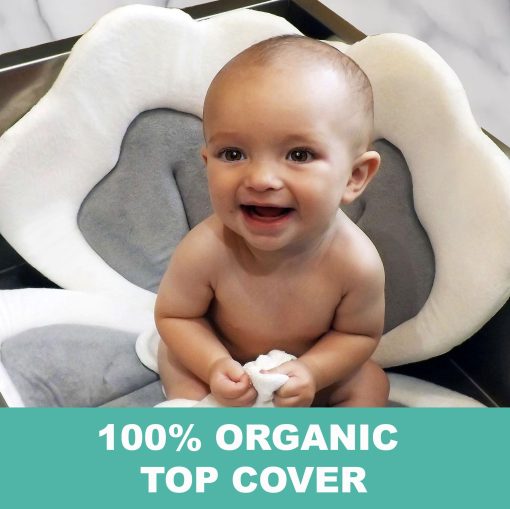 Flor de Bano para Bebe para Fregadero - Banera de Flor para Bebe Organica de 5 Piezas - Flor de Bano para Bebe que se Adapta a la Banera para Bebe - Mas Soporte para Recien Nacidos - Alfombra de Bano de Flor de Loto para Nino o Nina (Gris) - Imagen 6