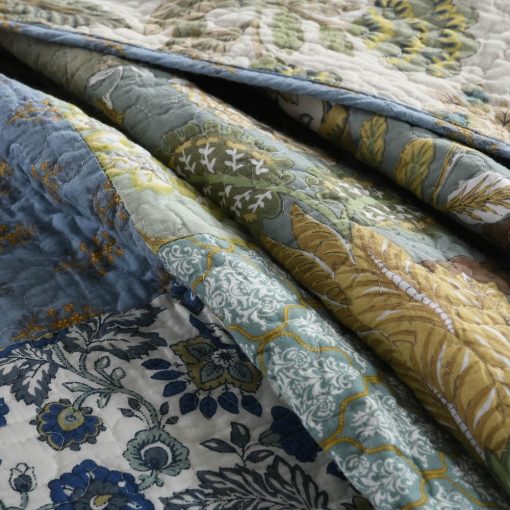 Camandy Colcha de Algodon Juego de Ropa de Cama 3 Piezas Reversible Edredon Conforter Paisley Floral Patchwork Verde Salvia, Tamano King - Imagen 9