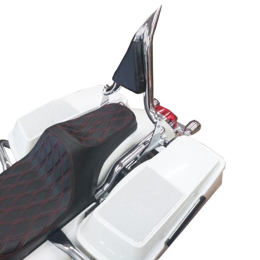 Respaldo para pasajero y cojin trasero cromado compatible con Harley Davidson Touring 1997-2008 Road King Electra Glide Street Glide Respaldo FLHR FLHX FLHT FLTR [20 pulgadas] - Imagen 2