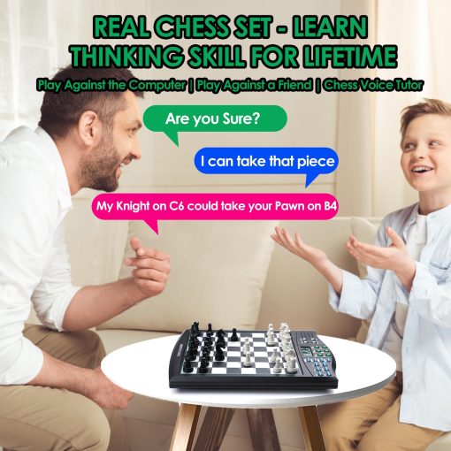 Tablero de Ajedrez Electronico Talking Chess Academy, Tablero de Ajedrez Inteligente con Sistema de Ensenanza de Voz, Juego de Ajedrez de Computadora con Piezas Imanes Resistentes, 1-2 Jugadores, Ajedrez Electronico - Simple y Portatil para Viajes - Imagen 8