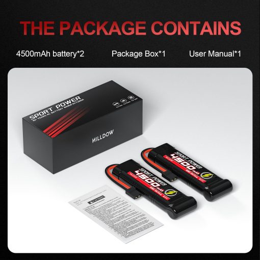 Bateria recargable Hilldow 8.4V 4500mAh NiMH con conector Traxas para coches RC 1/8 1/10, camiones, vehiculos de control remoto, buggies, barcos (paquete de 2) - Imagen 6