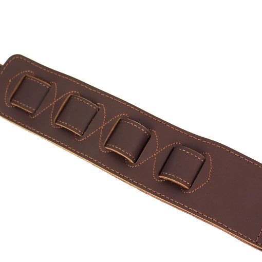 Correa de guitarra de cuero premium doble acolchada hecha a mano Walker And Williams C-44-BRN Marron con conchos para guitarras acusticas, electricas y de bajo - Imagen 7