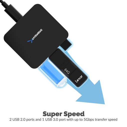 Estacion de acoplamiento mini Sabrent de 5 puertos USB tipo C para Continuum, compatible hasta 3840x2160 a 30HZ (DS-CMND) Negro - Imagen 6