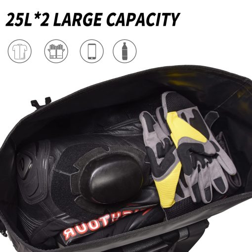 Bolsas de alforjas para motocicleta AFISHTOUR a prueba de agua - 50L Bolsas de equipaje para motocicleta para viajes en motocicleta - Alforjas para motocicleta - Bolsa desmontable para scooter, Honda, Suzuki, Yamaha (Amarillo, Paquete de 2) - Imagen 6