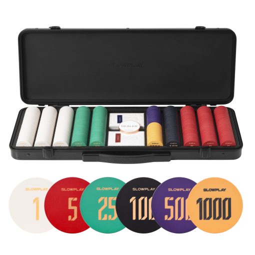 Set de Fichas de Poker de Ceramica SLOWPLAY Godel para Texas Hold'em, 500 PCS [con Valores Numerados], 43mm y 12g Cada uno | Incluye un Estuche de Fichas de Alta Gama con Cubierta de Policarbonato Aleman Extra Resistente