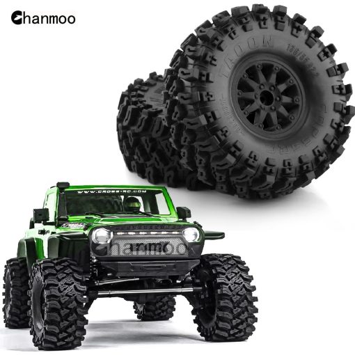 Neumaticos y Rines de 2.2 RC Crawler Chanmoo con Llantas de Bloqueo 1/10 de Goma para Coche Rock Crawler 1:10 Axial SCX10 90047 D90 TF2 Tamiya CC01 Traxxas TRX4 RGT 4PCS (Negro) - Imagen 6