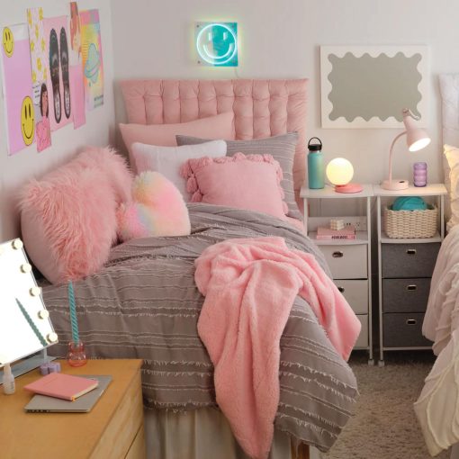 Conjunto de Edredon Gris Heather Twin XL y Funda de Almohada (Juego de 2 Piezas) Conjunto de Edredon y Funda de Almohada Juliette con Ribete de Pestanas para Chicas Universitarias, Chicos, Dormitorios y Habitaciones - Imagen 7